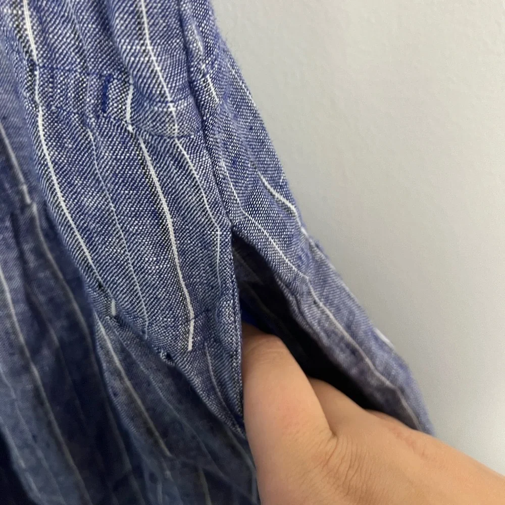 J. crew Hyacinth dress in striped linen blue white midi size large - Picture 5 of 8